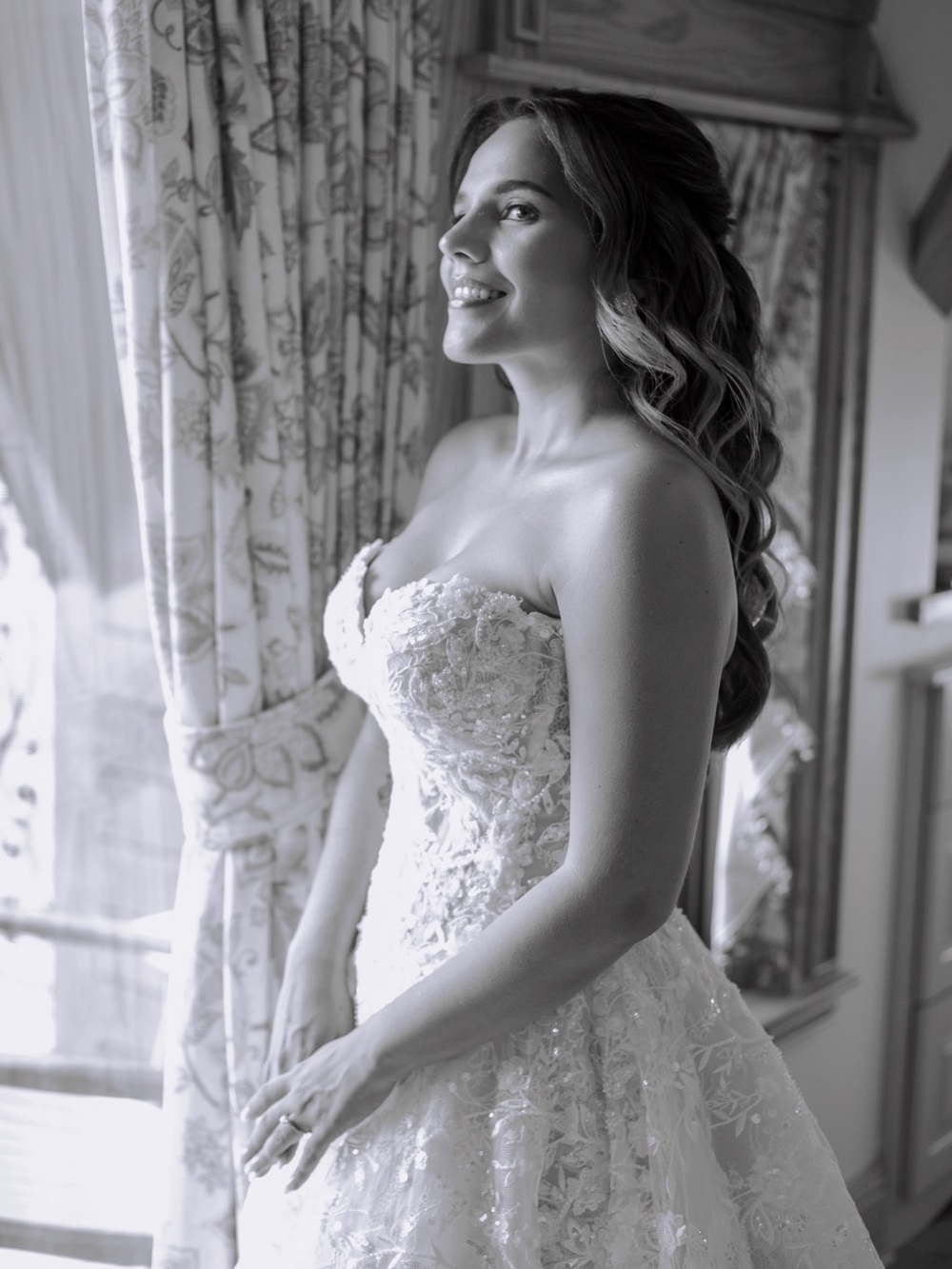 Strapless Embellished Lace Wedding Gown - Ivory